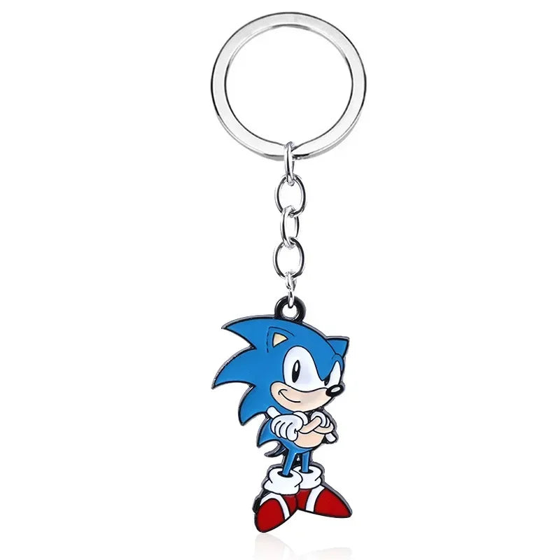 Cartoon Movie Sonics Necklace Keychain Badge Kawaii Anime Figure Enamel Pins Keyring Men Women Pendants Jewelry Accessories Gift