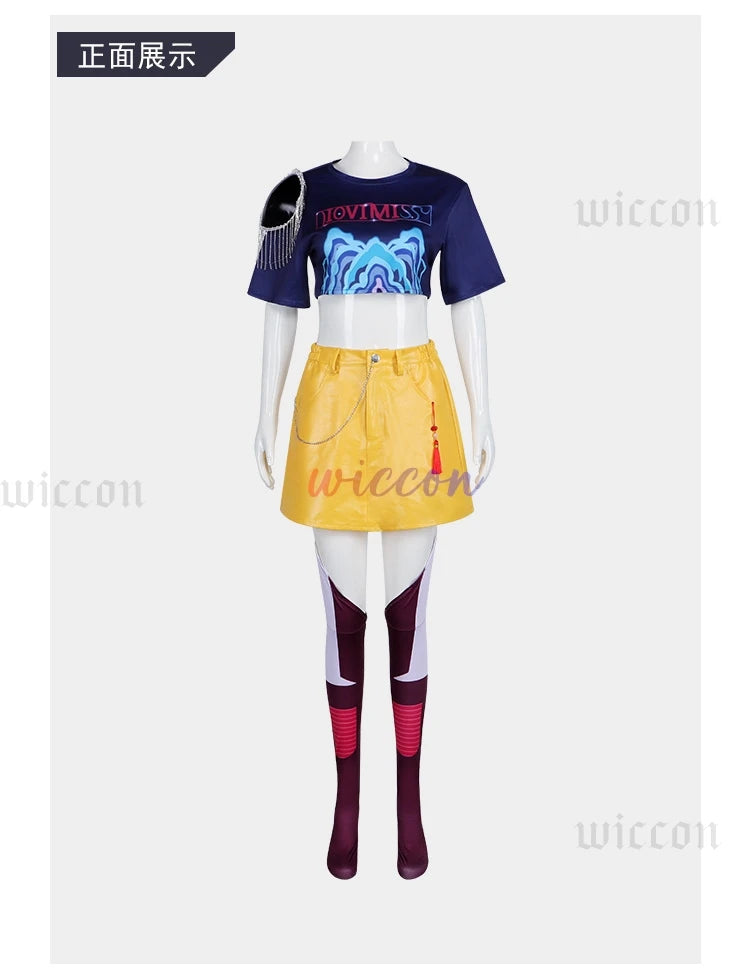 KPOP Huntrix Rumi Mira Zoey Cosplay Costume New Uniform Top Skirt Demon Hunters Superstar Girl Women Set Halloween Carnival