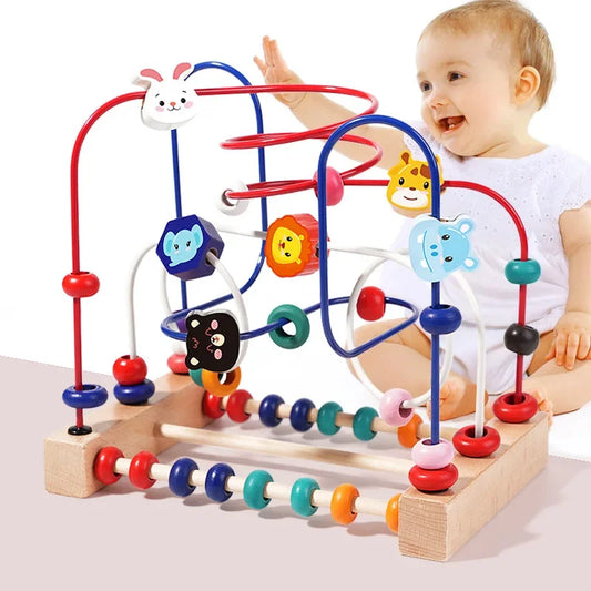 Montessori Baby Toys Wooden Roller Coaster Bead Maze Toddler Early Learning Educational Puzzle Math Toy for Children