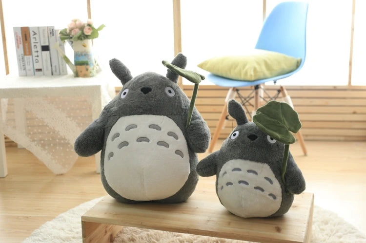 Cartoon Laugh Heartily Totoro Plush Toy Stuffed Movie Anime Totoro Lotus Leaf Plushies Lovely Pillow Japanese Style Doll Gifts