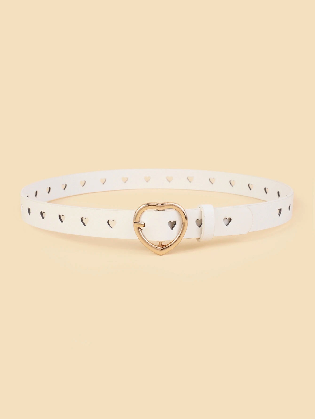 Peach Heart-shaped Pin Buckle Belt