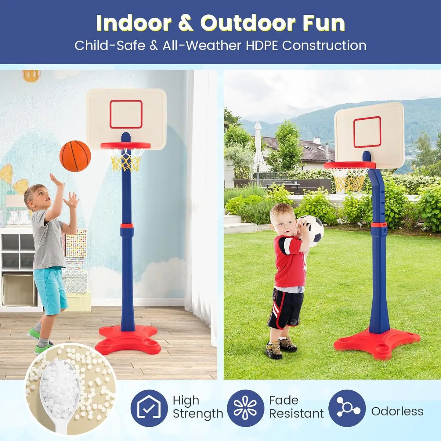 Kids Adjustable Height Basketball Hoop