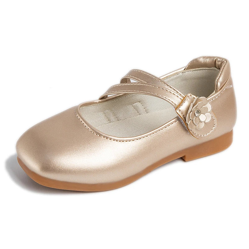 Princess Girls Leather Flat Shoes