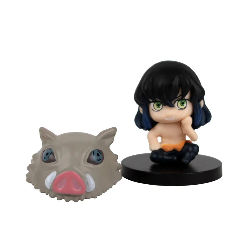 Demon Slayer 15 PCS/Set Q Version  Sitting Ghost Doll Tanjiro Nidouzi Inosuke Zenizu Figure Action Figure Movie Model Toys Doll