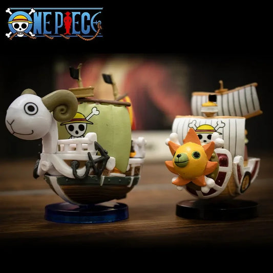 One Piece Anime Ship Figure 7cm Luffy Model Toy Mini Boat Assembled Model Action Figure Super Cute