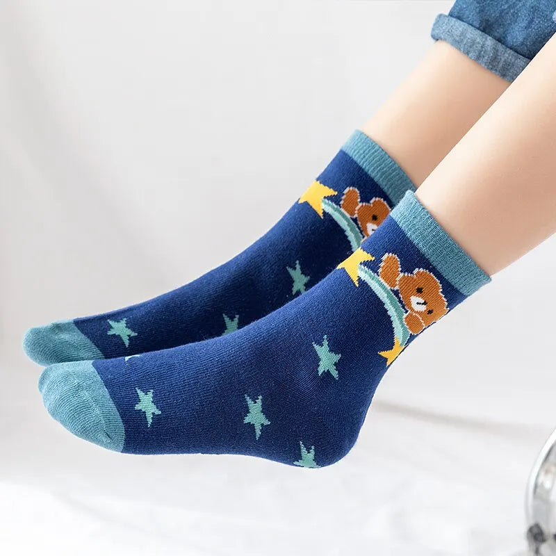 Children 5 Pairs Cartoon Comfort Socks