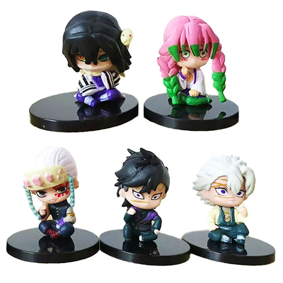 Demon Slayer Q Version  5 Style/Set Sitting Ghost Doll Tanjiro Nidouzi Inosuke Zenizu Figure Action Figure Movie Model Toys Doll