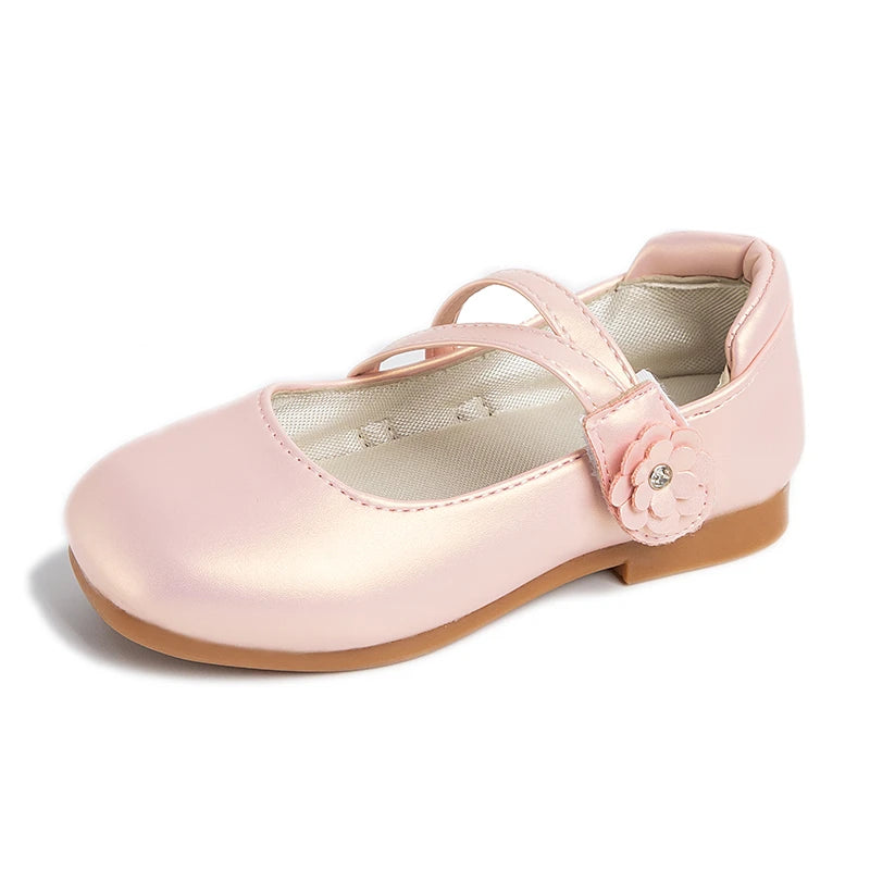 Princess Girls Leather Flat Shoes