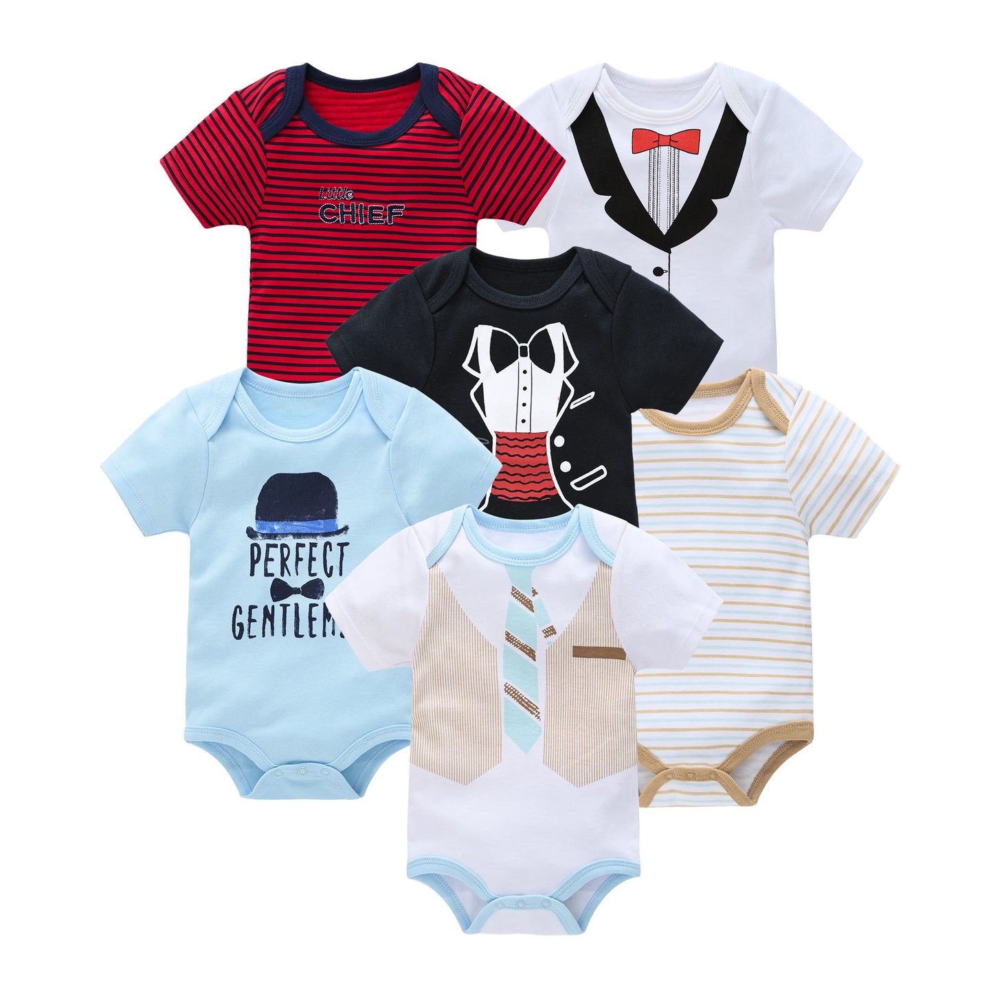 3/6 Pcs Newborn Short Sleeve Bodysuits