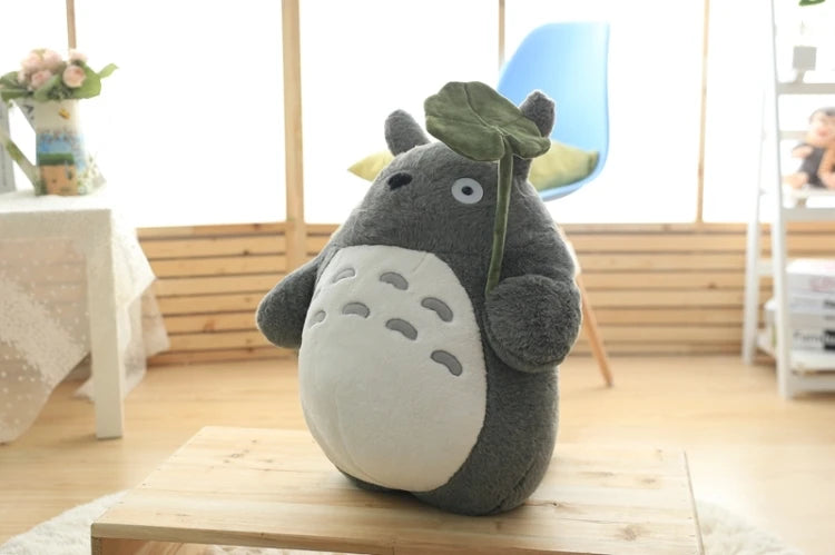 Cartoon Laugh Heartily Totoro Plush Toy Stuffed Movie Anime Totoro Lotus Leaf Plushies Lovely Pillow Japanese Style Doll Gifts