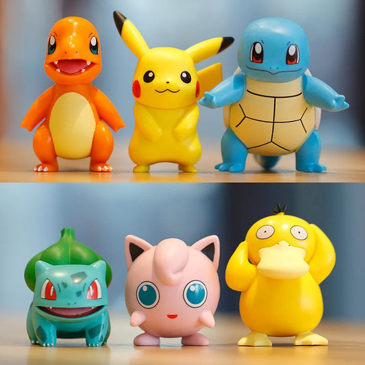 Cute Pokemon Anime Figures Pikachu Toys Model Charmander Psyduck Squirtle Jigglypuff Bulbasaur Kawaii Collect Dolls Kids Gift