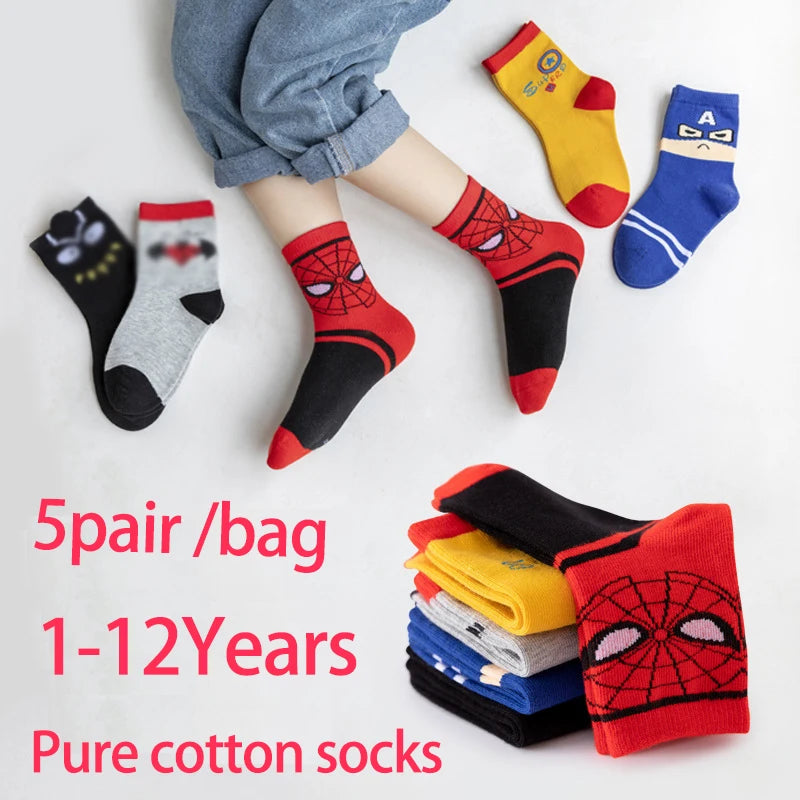 Children's 5Pairs Soft Cartoon Socks