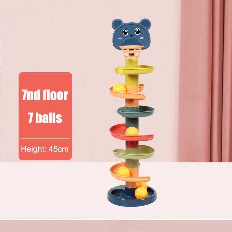 Sliding Rolling Balls Pile Tower Stacking