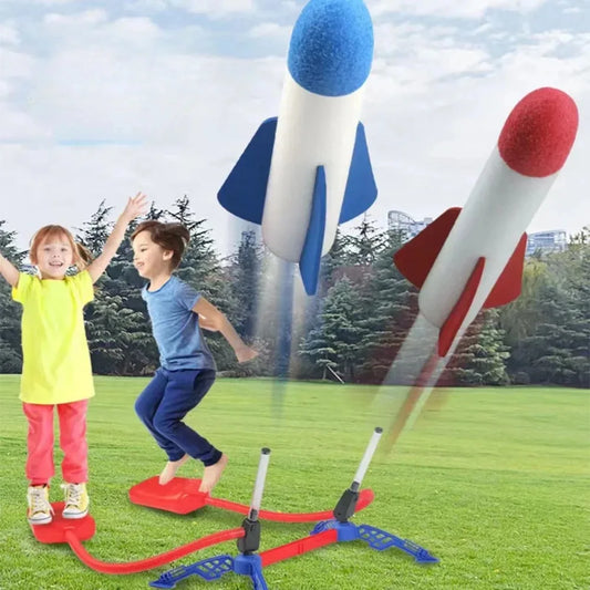 Kid's Outdoor Foot Pump Air Powered Rocket Launcher