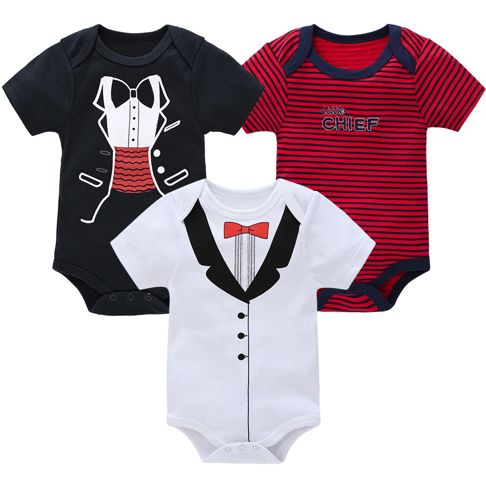 3/6 Pcs Newborn Short Sleeve Bodysuits