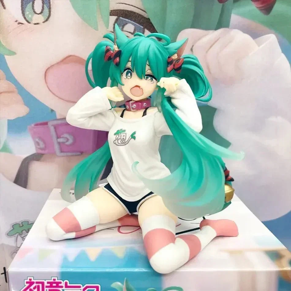 Anime Hatsune Miku Figure Cat Ear Long Sleeve Clothes Ver Model Toy Gift Collection Action Figure PVC