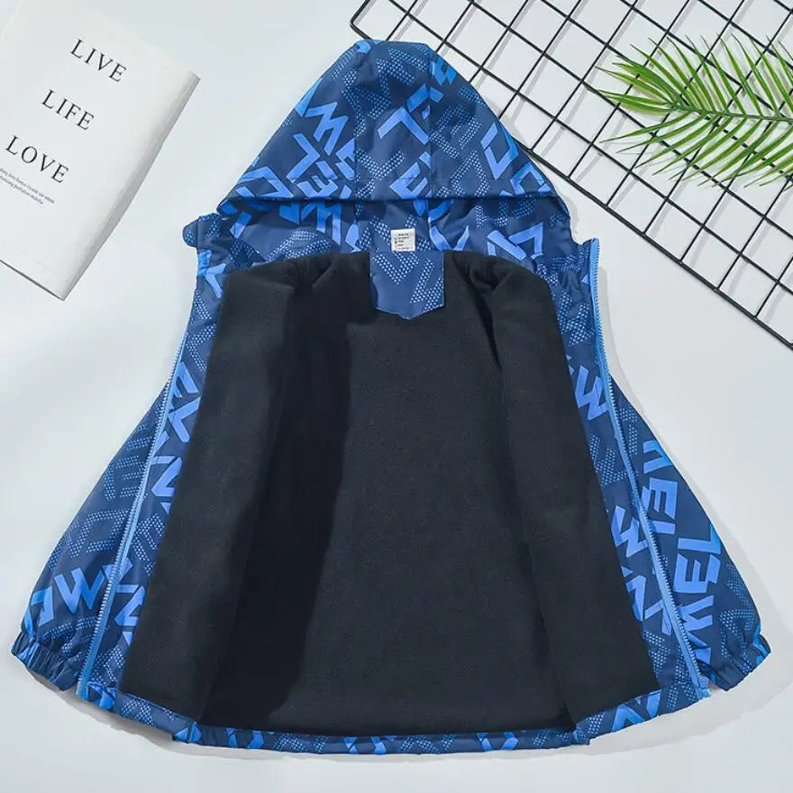 Kid's Fashionable Outdoor Waterproof Hooded Jackets