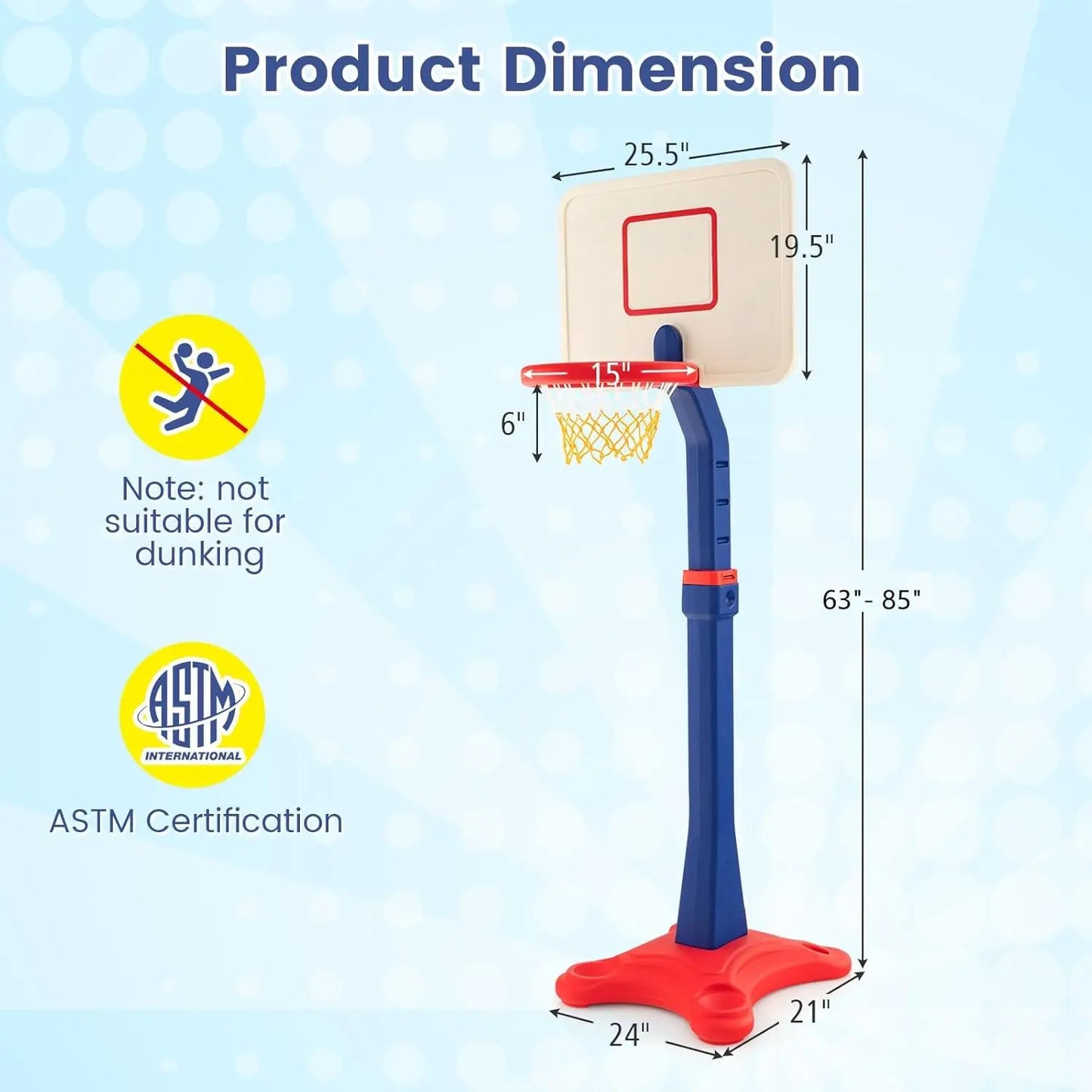 Kids Adjustable Height Basketball Hoop