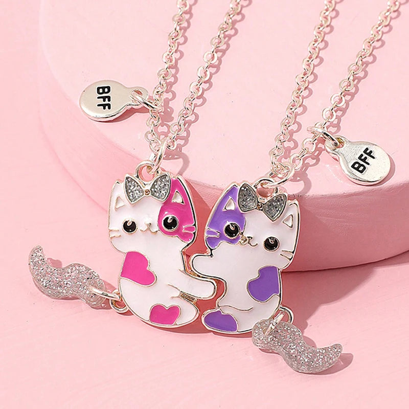 2 PCS Cute BFF Magnetic Necklace Set For Best Friends/ Sisters