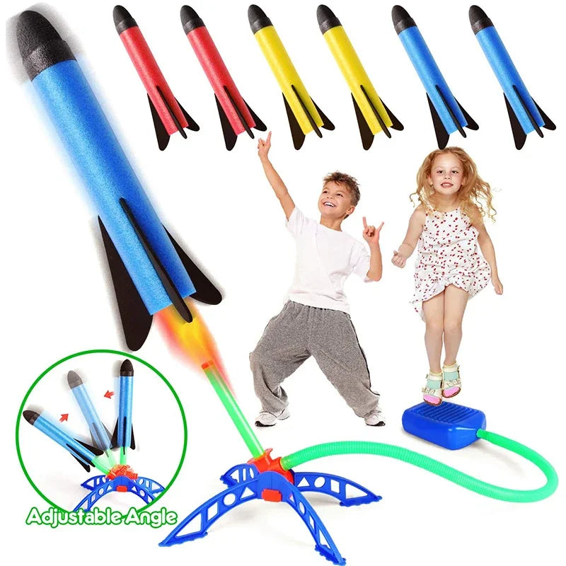 Kid's Outdoor Foot Pump Air Powered Rocket Launcher