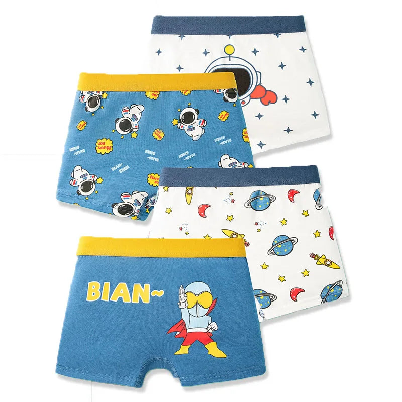 4 Pcs/Set Boy's Cotton Boxer