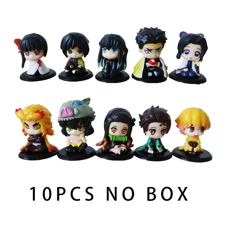 Demon Slayer 15 PCS/Set Q Version  Sitting Ghost Doll Tanjiro Nidouzi Inosuke Zenizu Figure Action Figure Movie Model Toys Doll