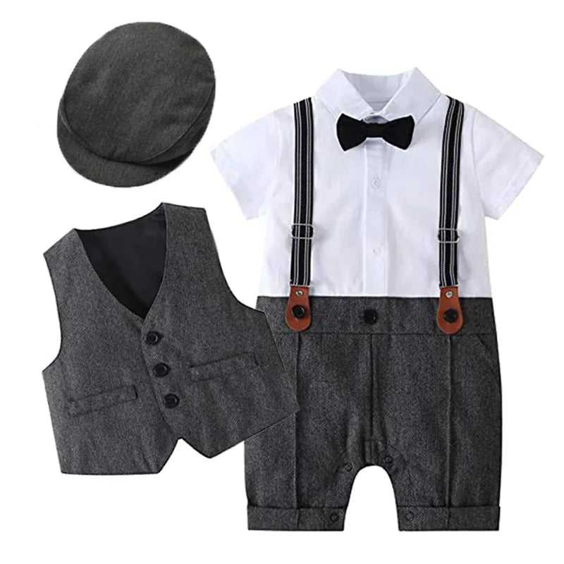 Baby Suits Romper + Vest + Hat