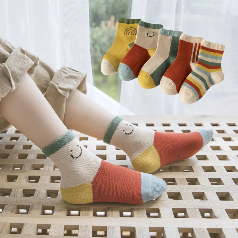 5 Pairs Stripes Cotton Socks