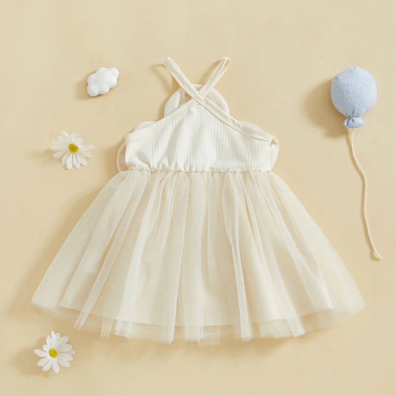 Adorable Toddler's Floral Lace Ruffle Sleeveless Party Dress