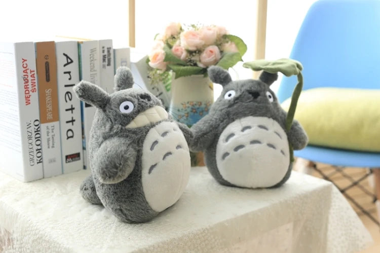 Cartoon Totoro Plush Toy Lovely Stuffed Movie Anime Grey Cat Plushies Totoro Hold Leaf Kawaii Doll Birthday Gifts Girl Kawaii