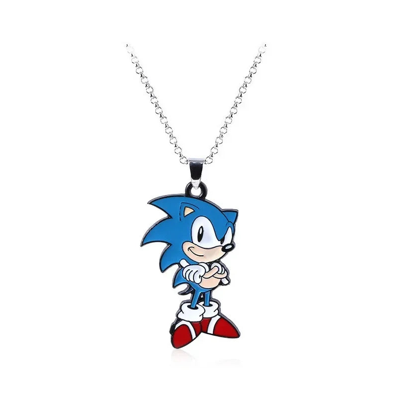 Cartoon Movie Sonics Necklace Keychain Badge Kawaii Anime Figure Enamel Pins Keyring Men Women Pendants Jewelry Accessories Gift
