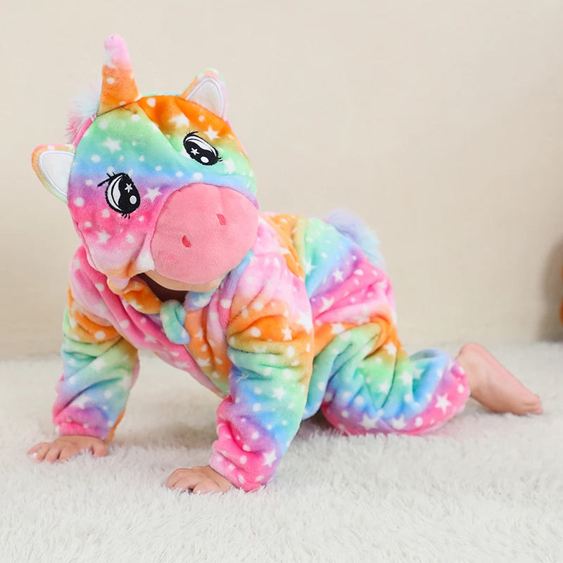 0 1 2 3 4 Years Kigurumi Pajamas for Toddler Baby Clothes Children Outfits Infant Dinosaur Unicorn Cat Monkey Cosplay Costumes