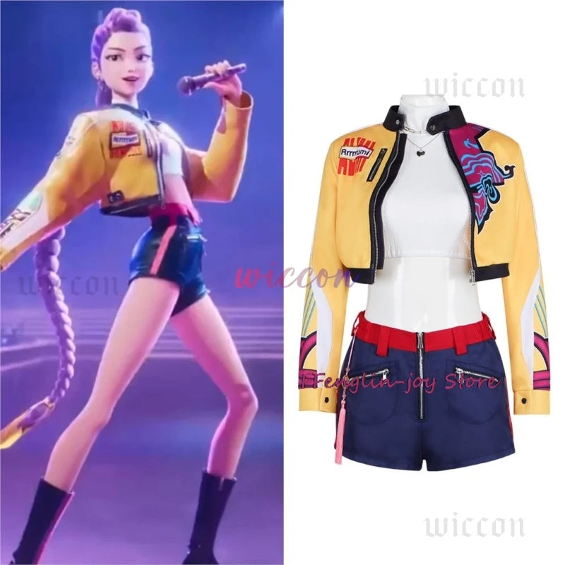 KPOP Huntrix Rumi Mira Zoey Cosplay Costume New Uniform Top Skirt Demon Hunters Superstar Girl Women Set Halloween Carnival
