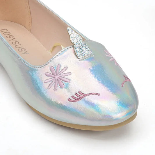 Girls Unicorn Leather Flats Shoes