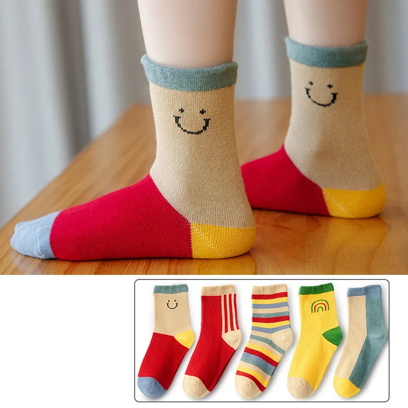 5 Pairs Stripes Cotton Socks