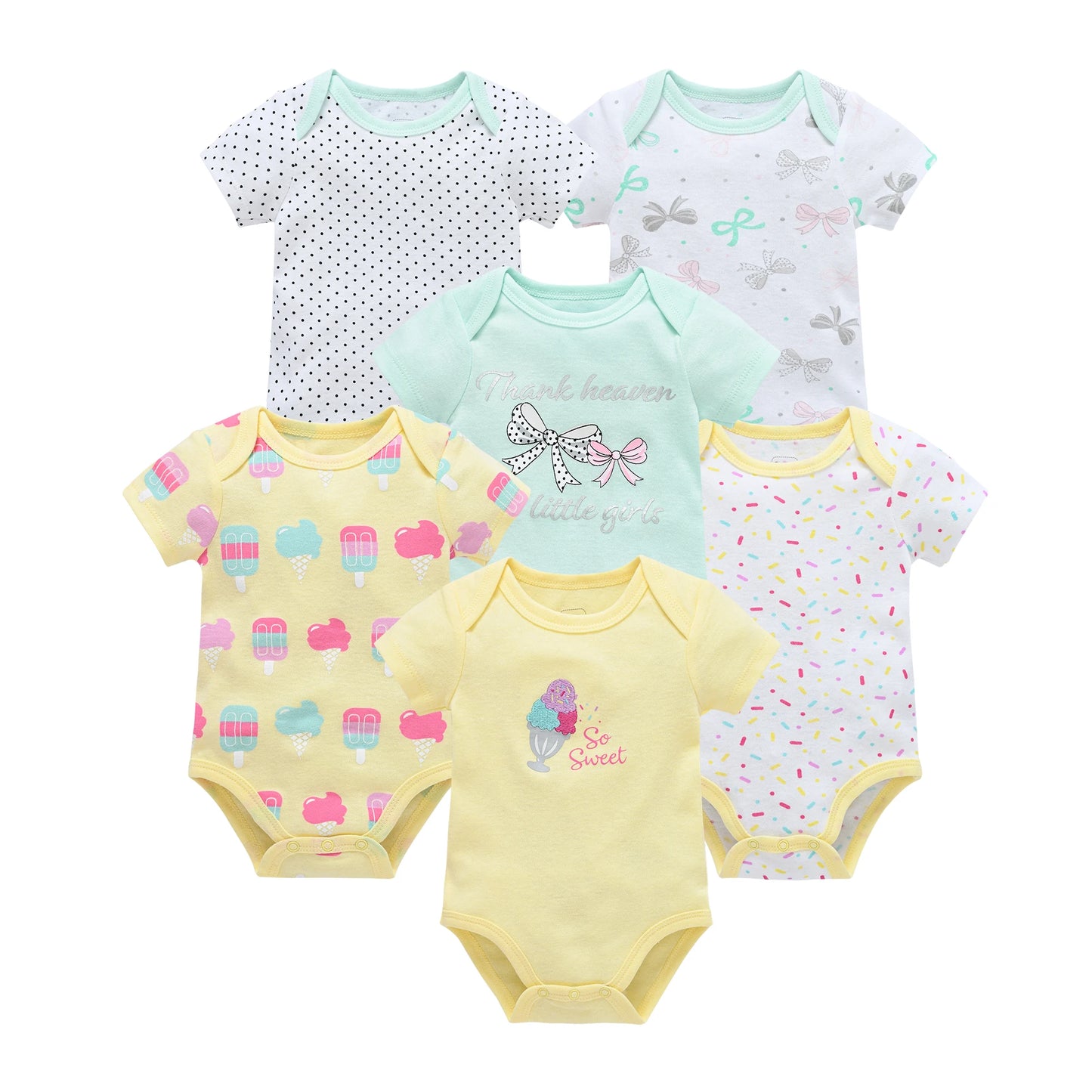 3/6 Pcs Newborn Short Sleeve Bodysuits