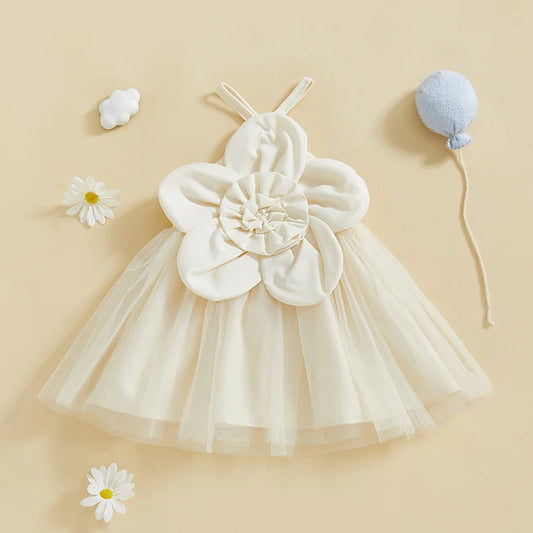 Adorable Toddler's Floral Lace Ruffle Sleeveless Party Dress