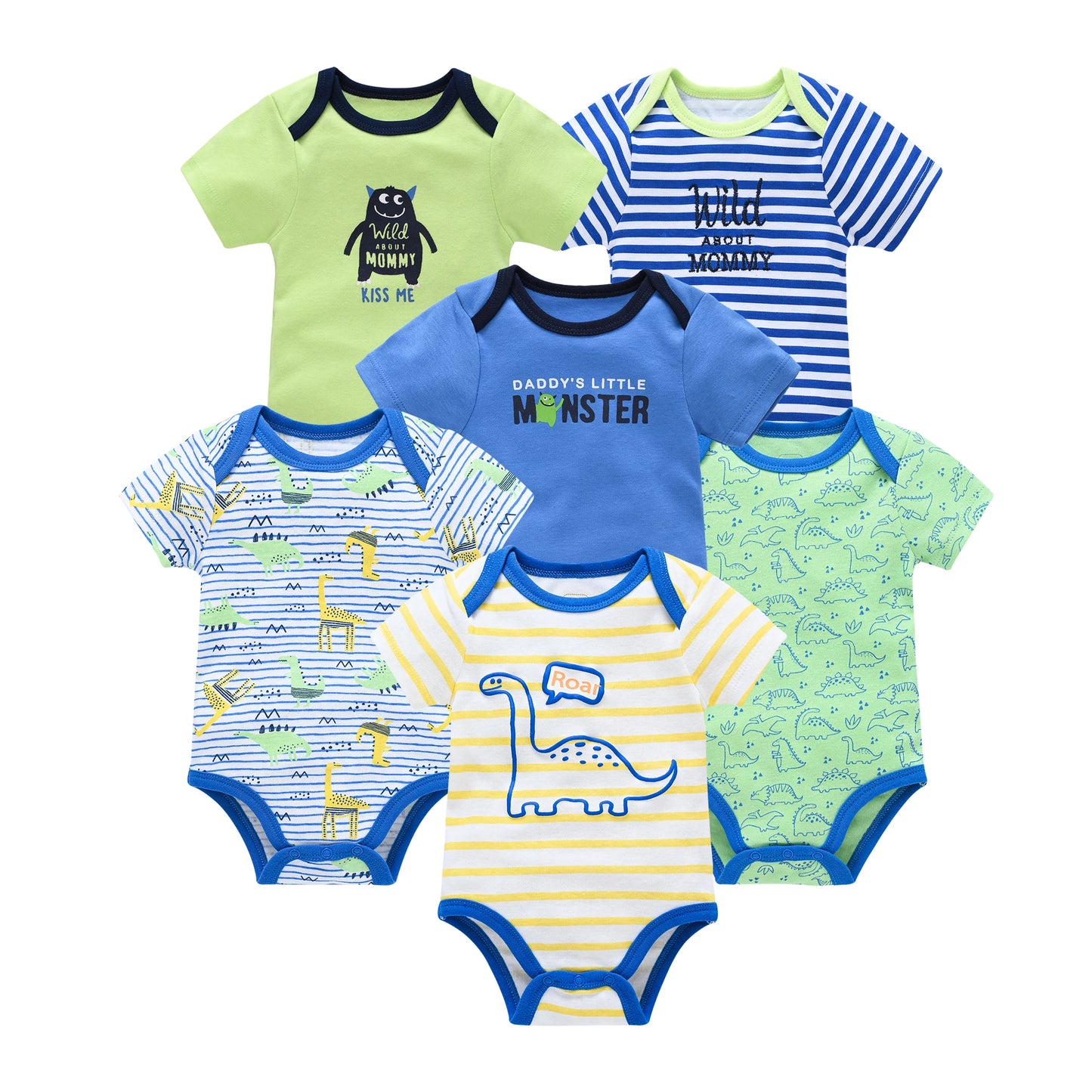 3/6 Pcs Newborn Short Sleeve Bodysuits