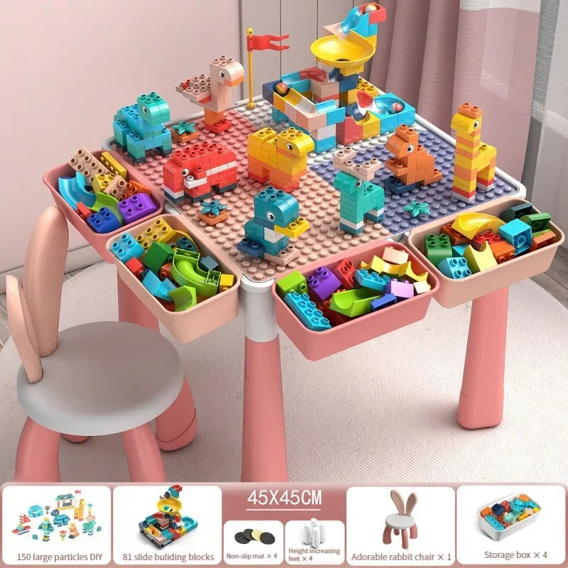 Children's Building Blocks Table Desk and Chairs Set