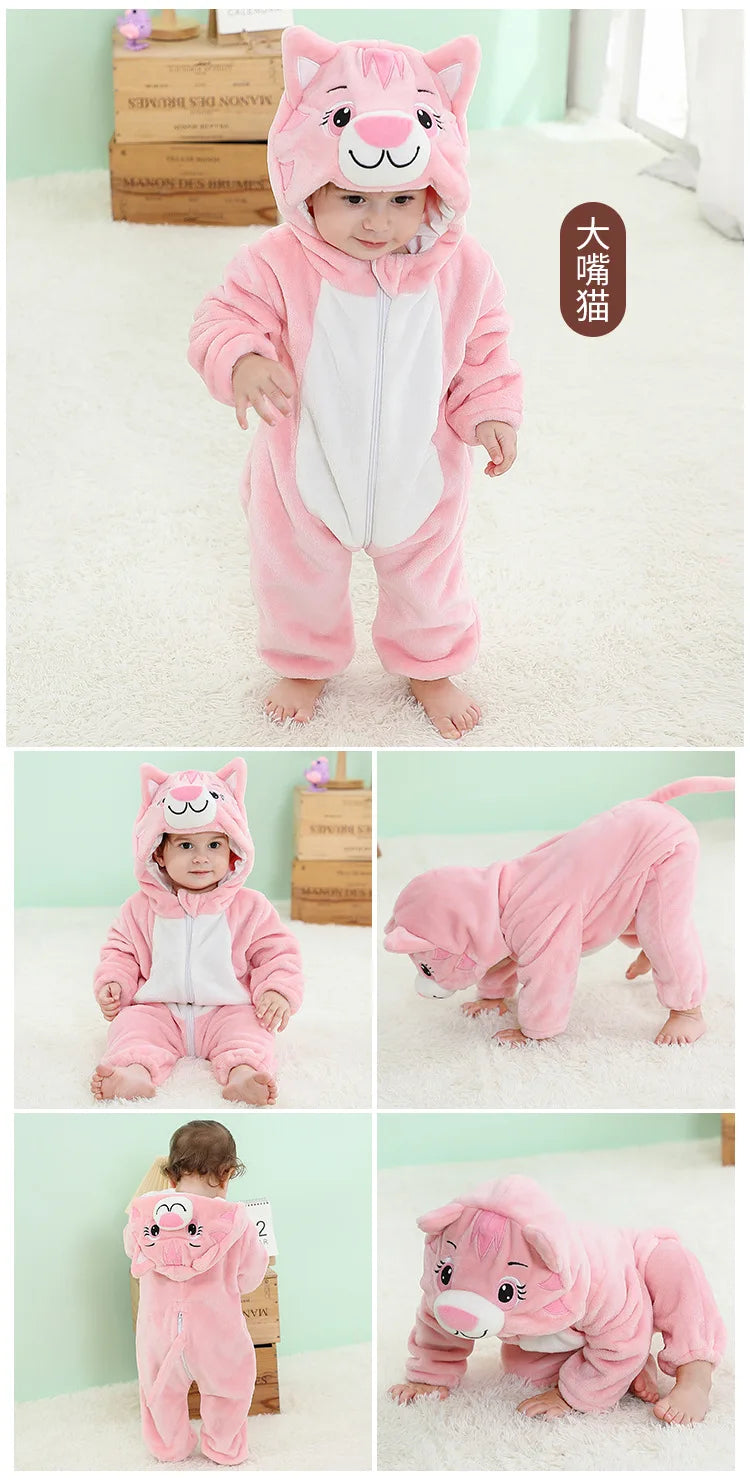 0 1 2 3 4 Years Kigurumi Pajamas for Toddler Baby Clothes Children Outfits Infant Dinosaur Unicorn Cat Monkey Cosplay Costumes