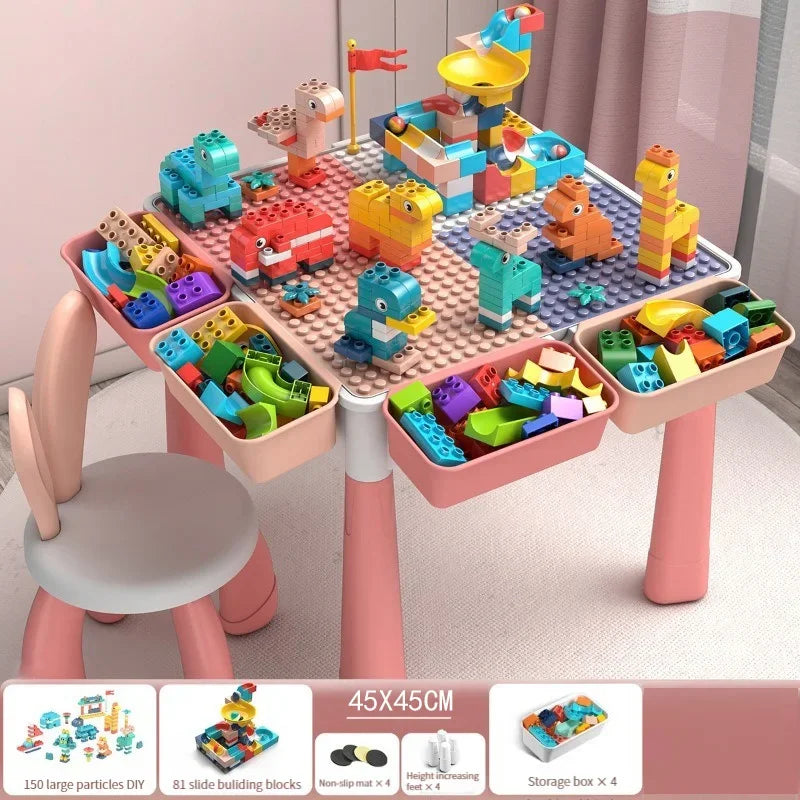 Children's Building Blocks Table Desk and Chairs Set