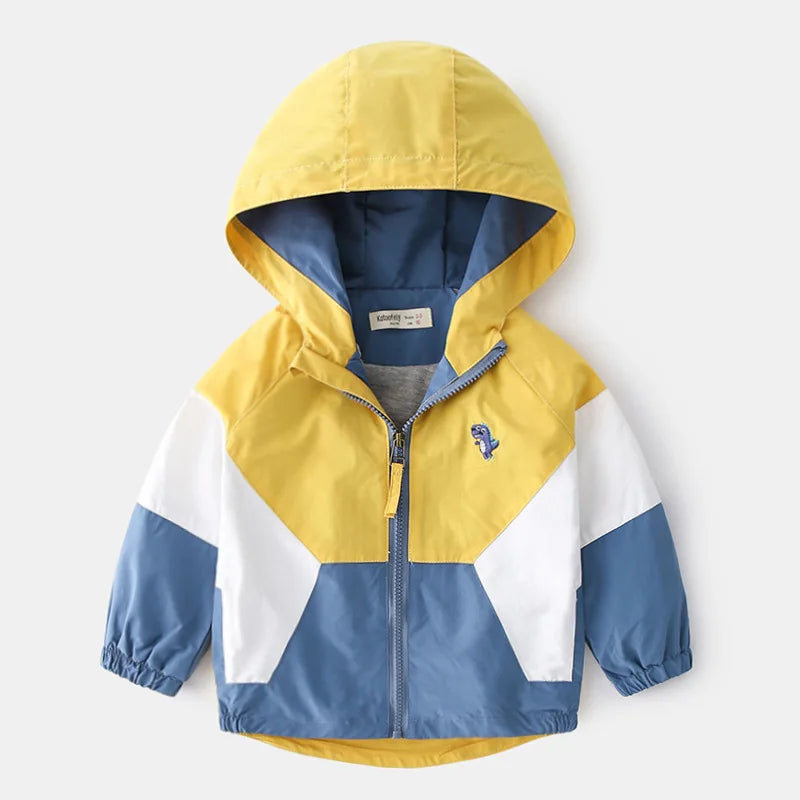 Kid's  Hooded Windbreaker With Pockets