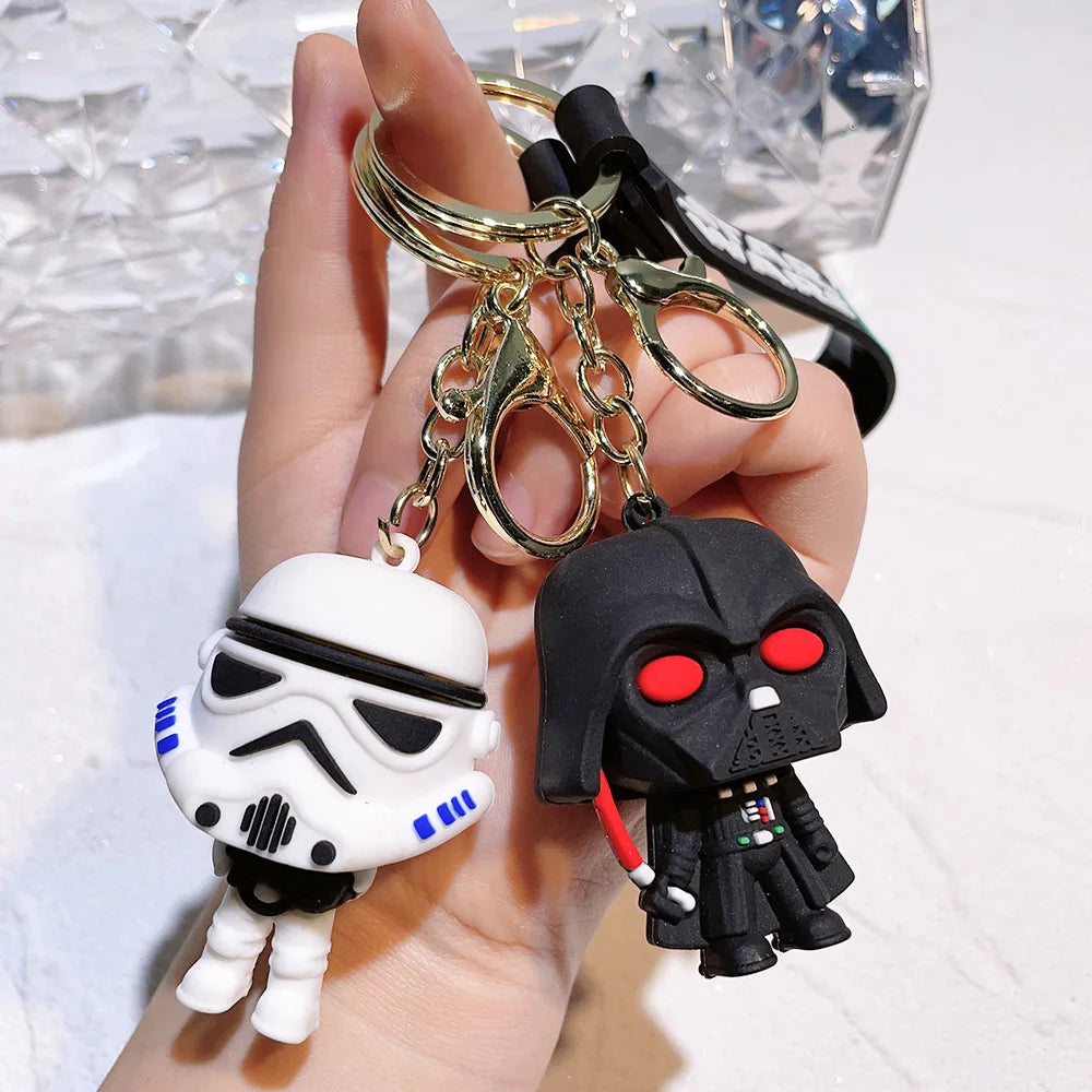 Disney Movie Star Wars Keychain Darth Vader Yoda Chewbacca Doll Handbag Pendant Keyrings Key Holder Decor for Boys Birthday Gift
