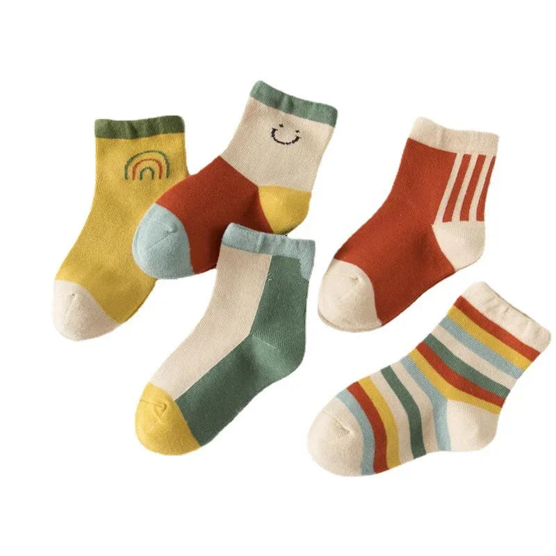 5 Pairs Stripes Cotton Socks