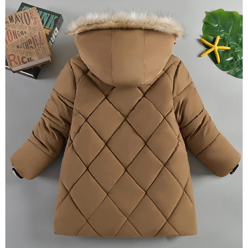 Solid Color Plush Warm Fur Collar Hooded Jacket