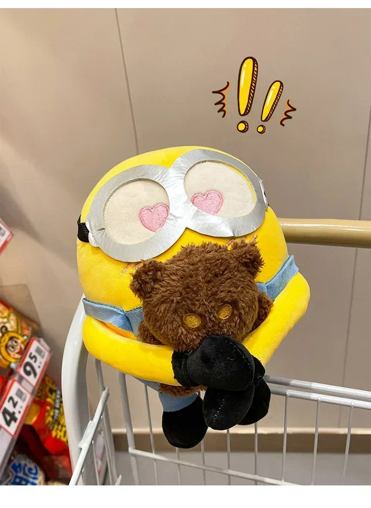 Movie Minions Plush Bob+Tim Series Bob Holding Tim Bear Doll High Quality Cute Animal Toys Christmas Gifts