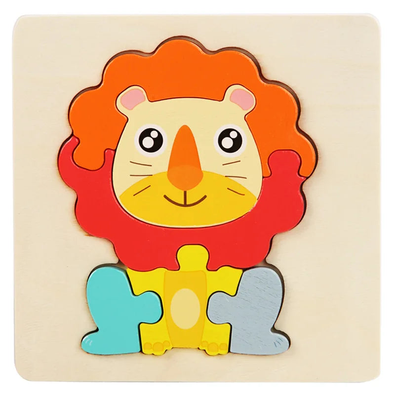 Montessori Animals Cartoon Wooden Puzzles