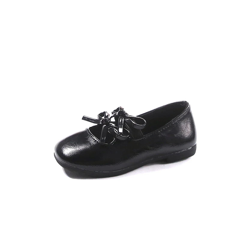 Double Bow Girls Leather Shoes