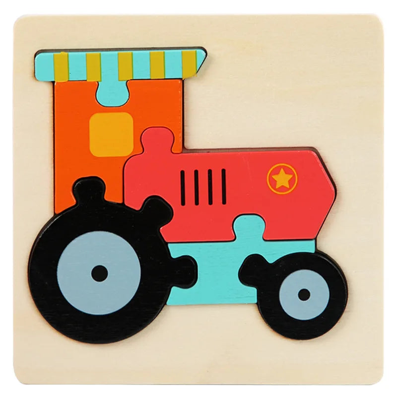 Montessori Animals Cartoon Wooden Puzzles