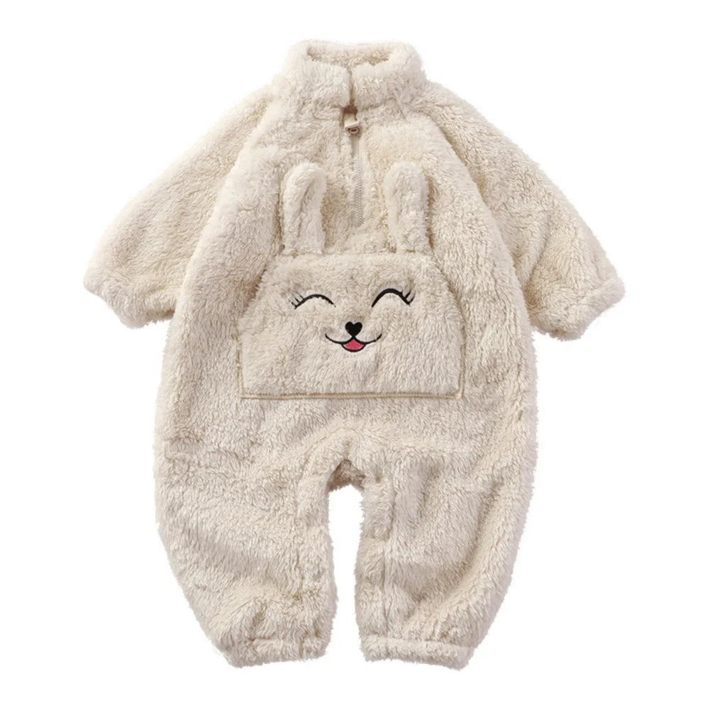 Newborn Baby's Coral Fleece Winter Jumpsuits